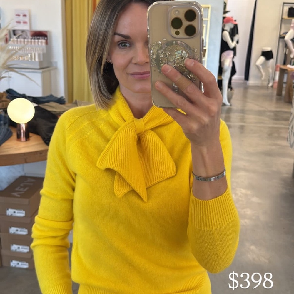 Chic Yellow Cowl Neck Sweater - Picture 2 of 6